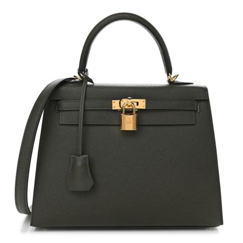 HERMES Epsom Kelly Sellier 25 Vert De Gris 